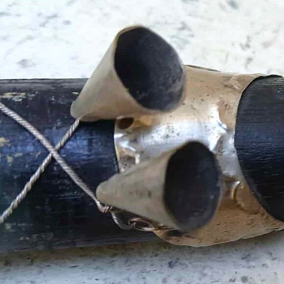 Authentic VTG Wood with Embossed Silver Metal Religious Trinkets Vampire Stake - Picture 8 of 9